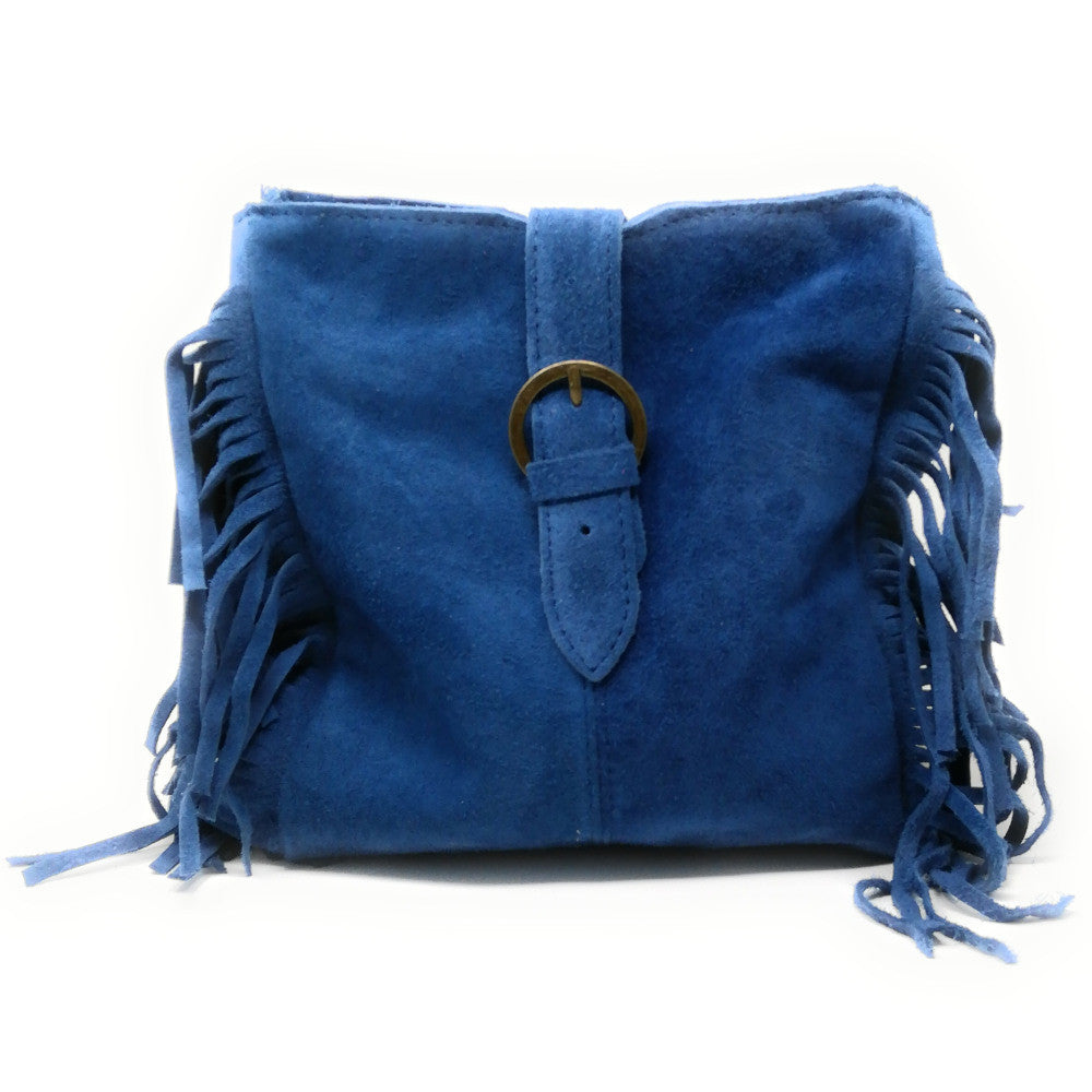Sac bandoulière en croûte de cuir CHEYENNE Bleu
