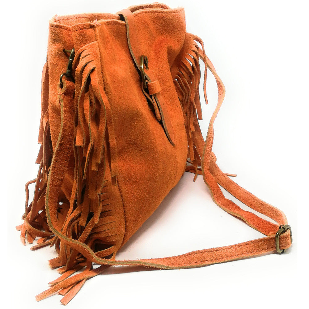 Sac bandoulière en croûte de cuir CHEYENNE Orange