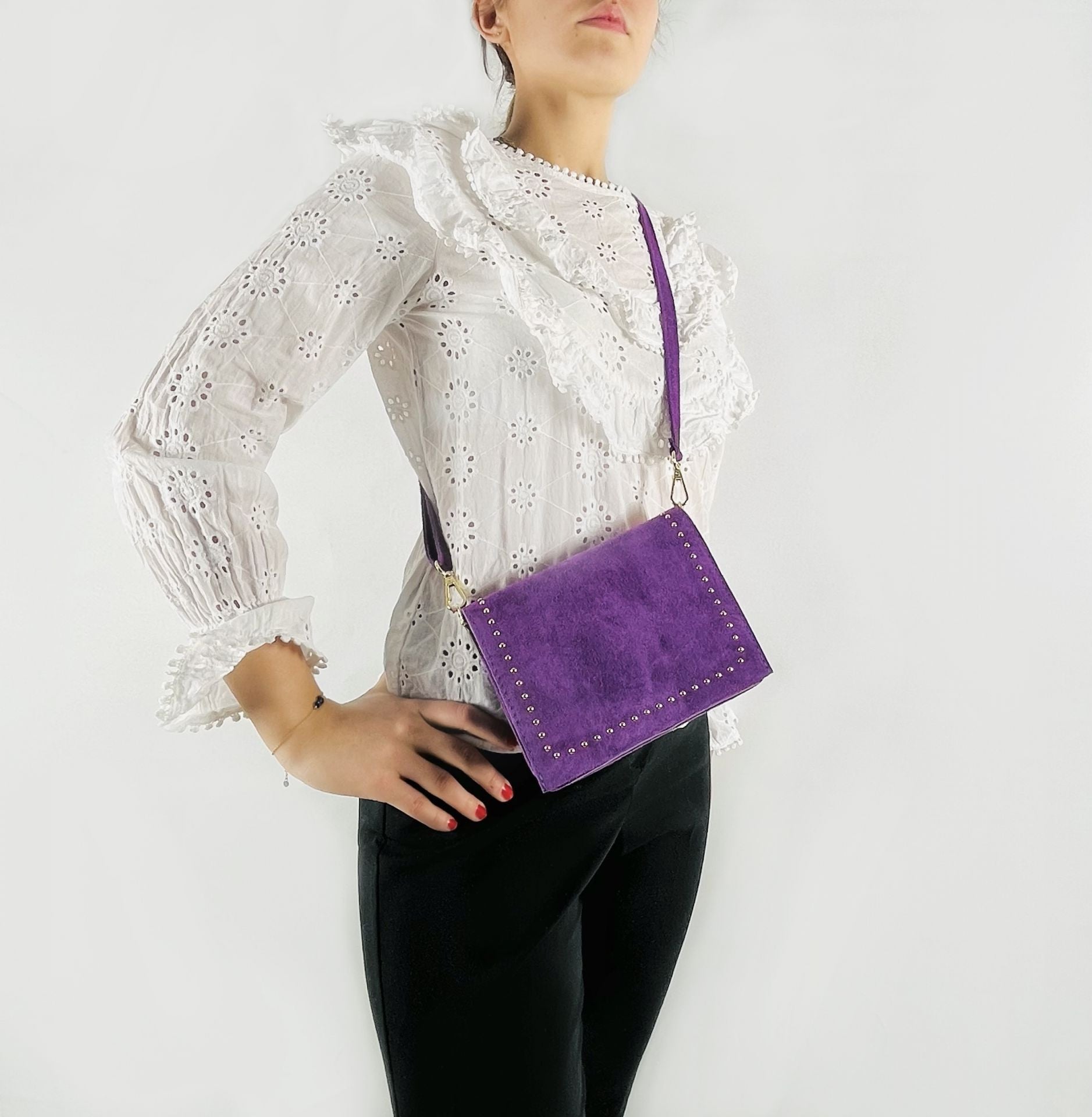 Sac bandoulière en croûte de cuir LITTLE ITALY Violet