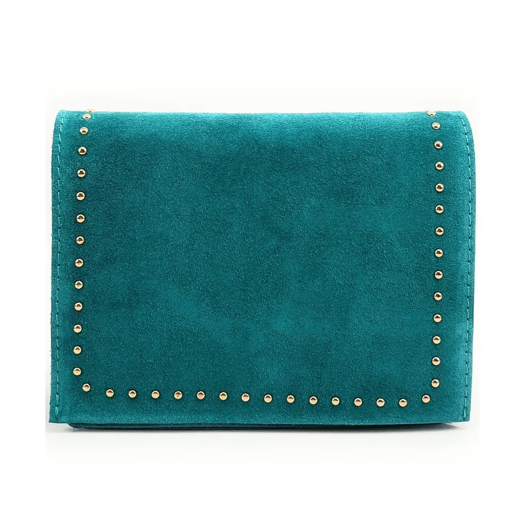 Sac bandoulière en croûte de cuir LITTLE ITALY Bleu turquoise