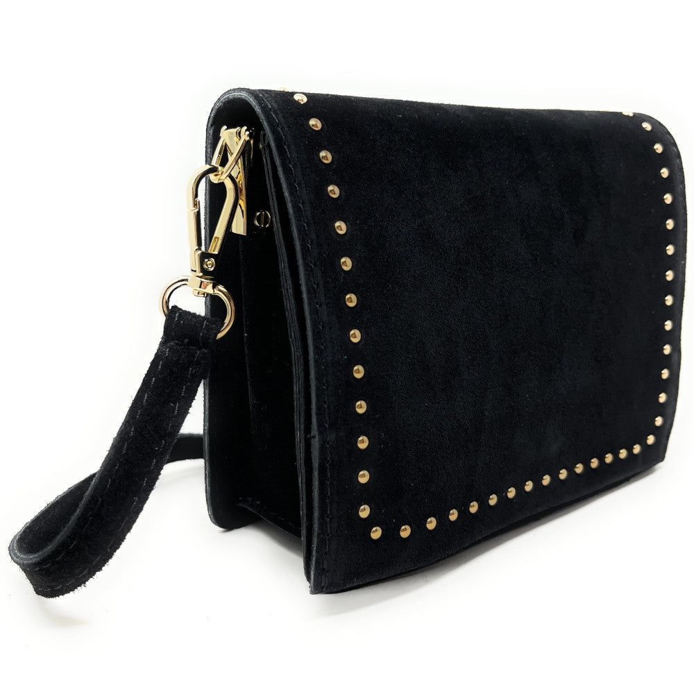 Sac bandoulière en croûte de cuir LITTLE ITALY Noir