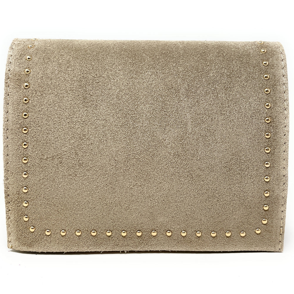 Sac bandoulière en croûte de cuir LITTLE ITALY Taupe clair
