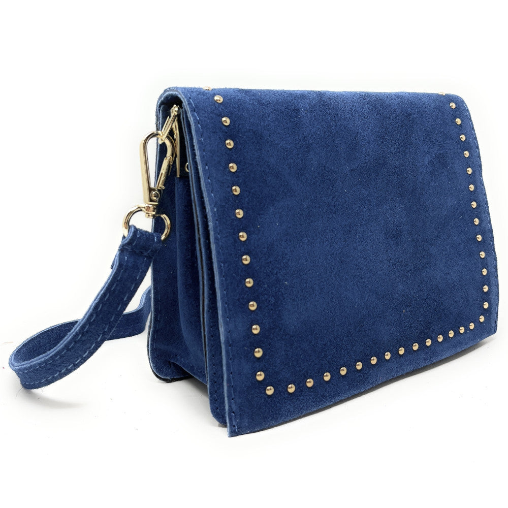 Sac bandoulière en croûte de cuir LITTLE ITALY Bleu