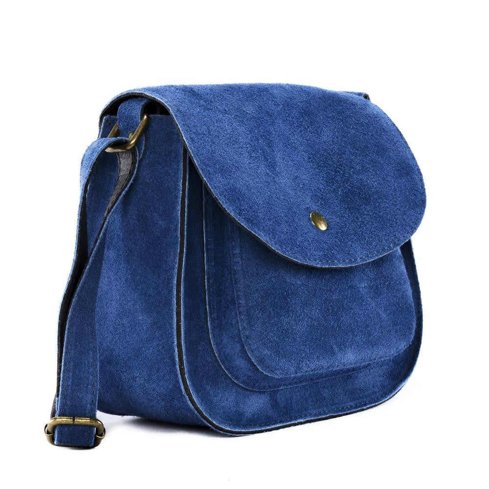 Sac bandoulière en croûte de cuir PACHUCA Bleu