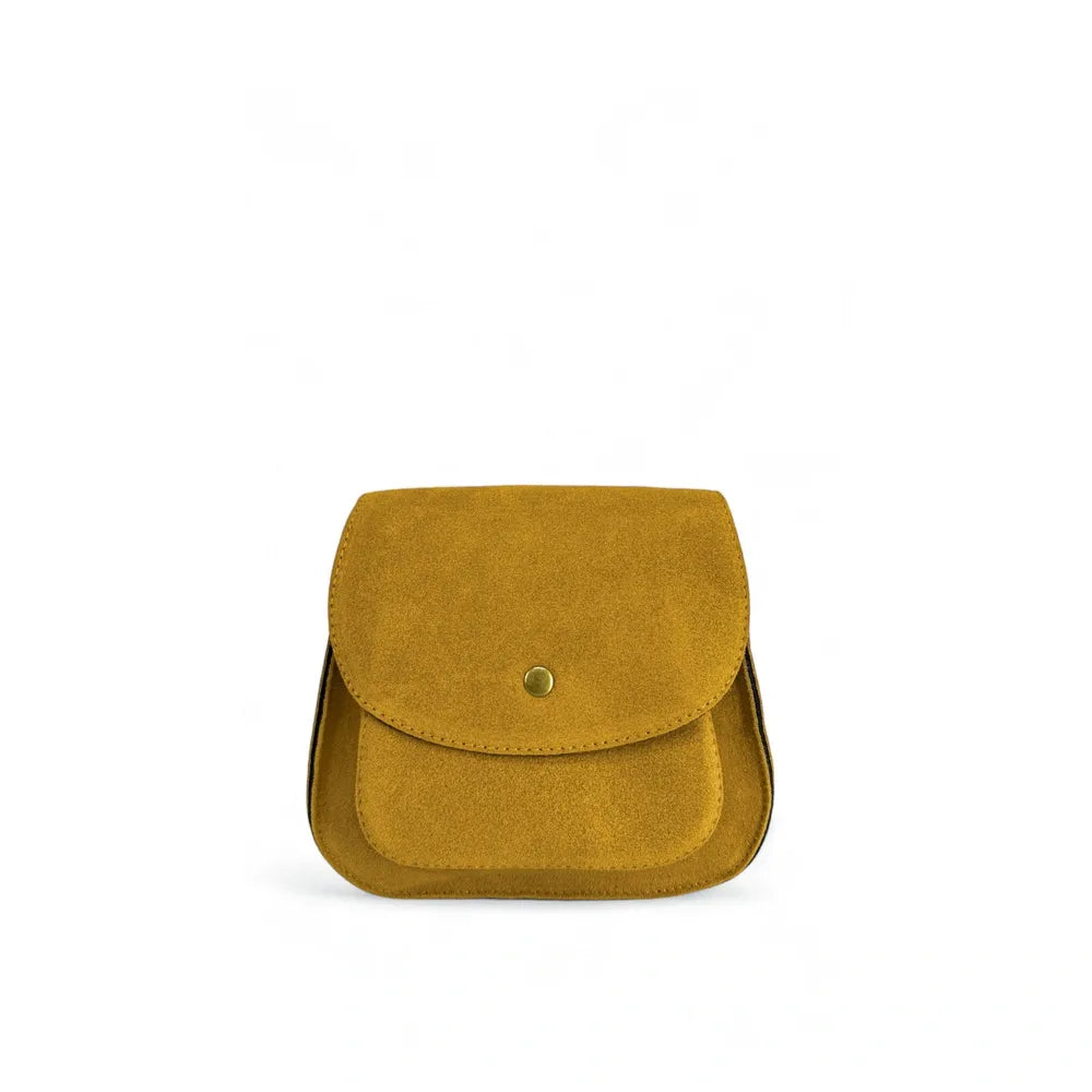 Sac bandoulière en croûte de cuir PACHUCA Jaune Moutarde