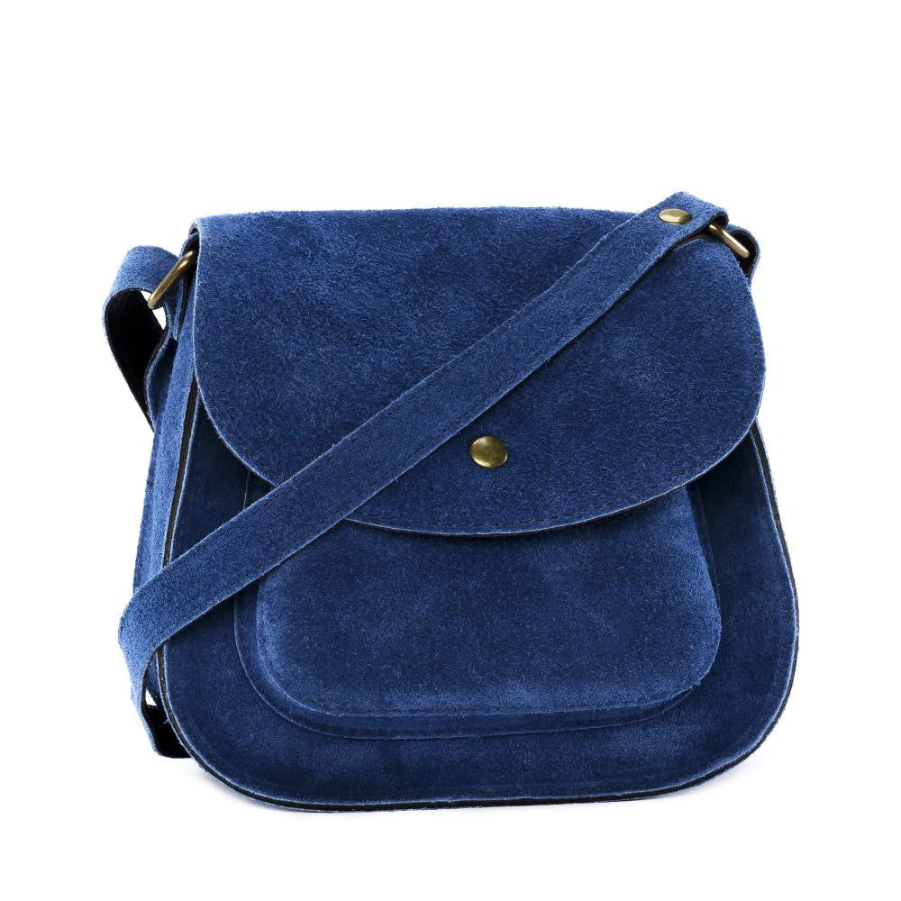 Sac bandoulière en croûte de cuir PACHUCA Bleu