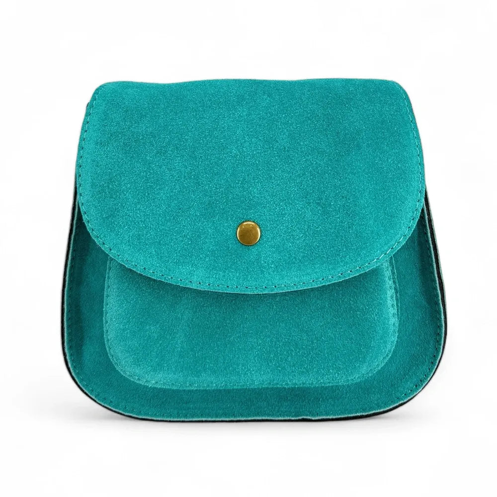 Sac bandoulière en croûte de cuir PACHUCA Bleu turquoise
