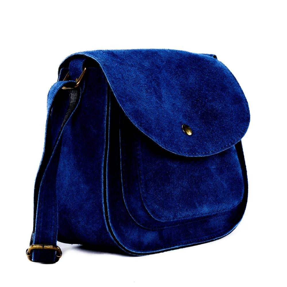 Sac bandoulière en croûte de cuir PACHUCA Bleu marine