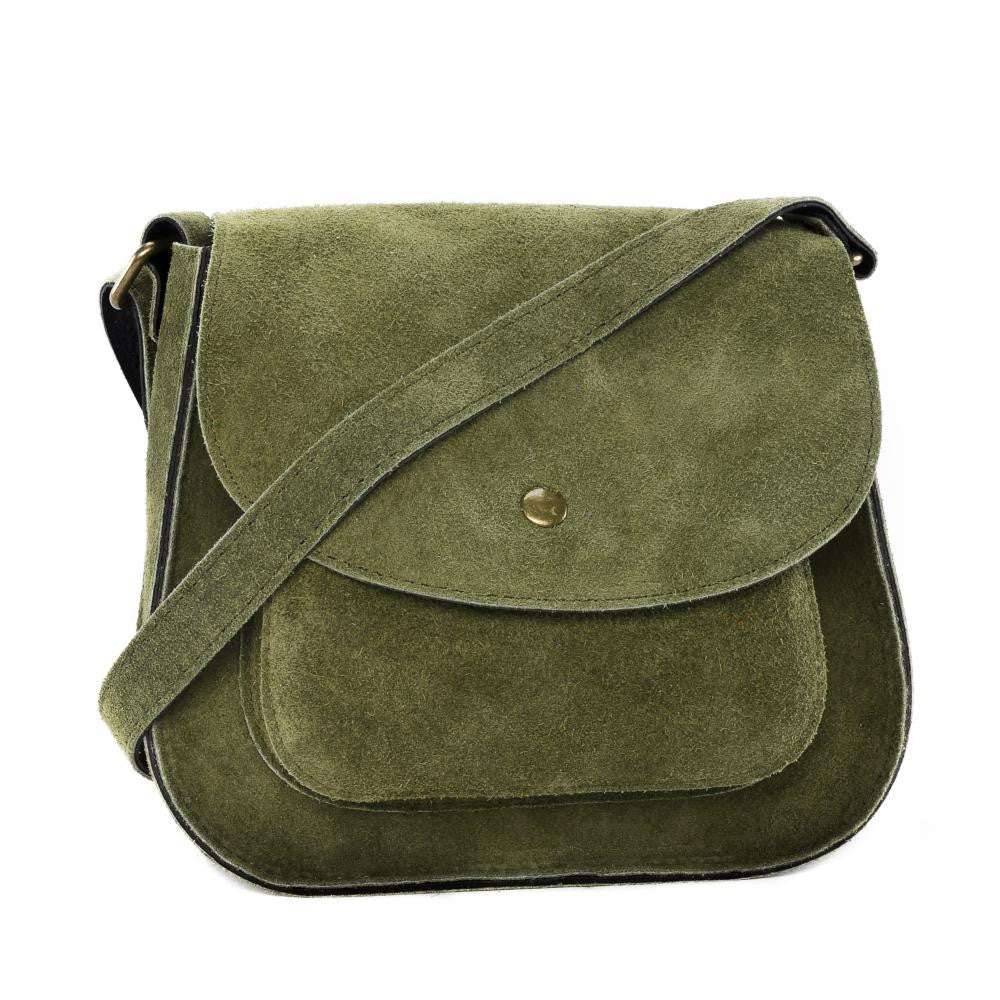 Sac bandoulière en croûte de cuir PACHUCA Kaki