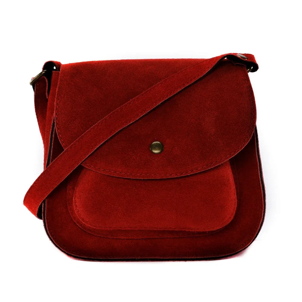 Sac bandoulière en croûte de cuir PACHUCA Rouge foncé