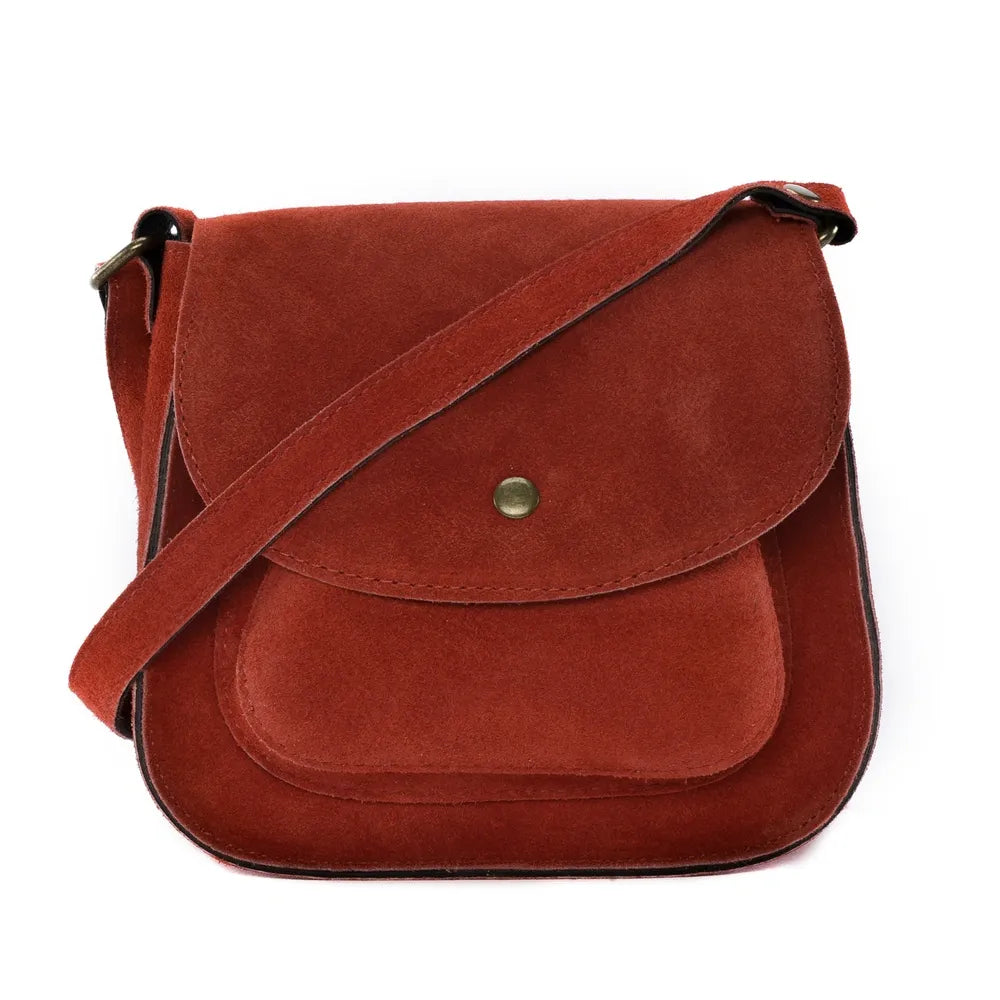 Sac bandoulière en croûte de cuir PACHUCA Rouge garance