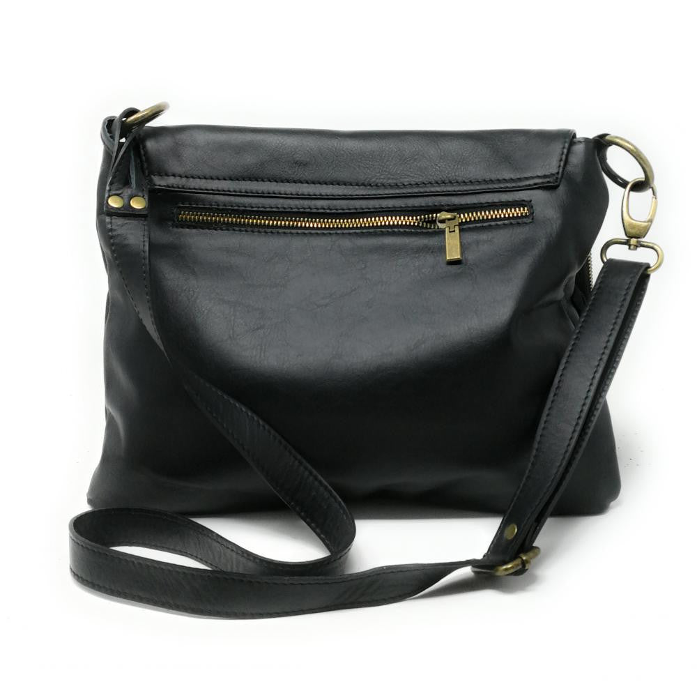 Sac bandoulière en cuir lisse AVRIL Noir