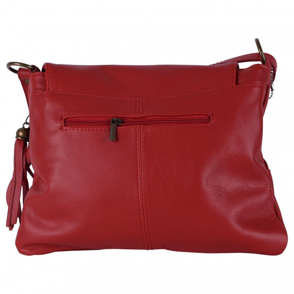 Sac bandoulière en cuir lisse LITTLE AVRIL Rouge foncé