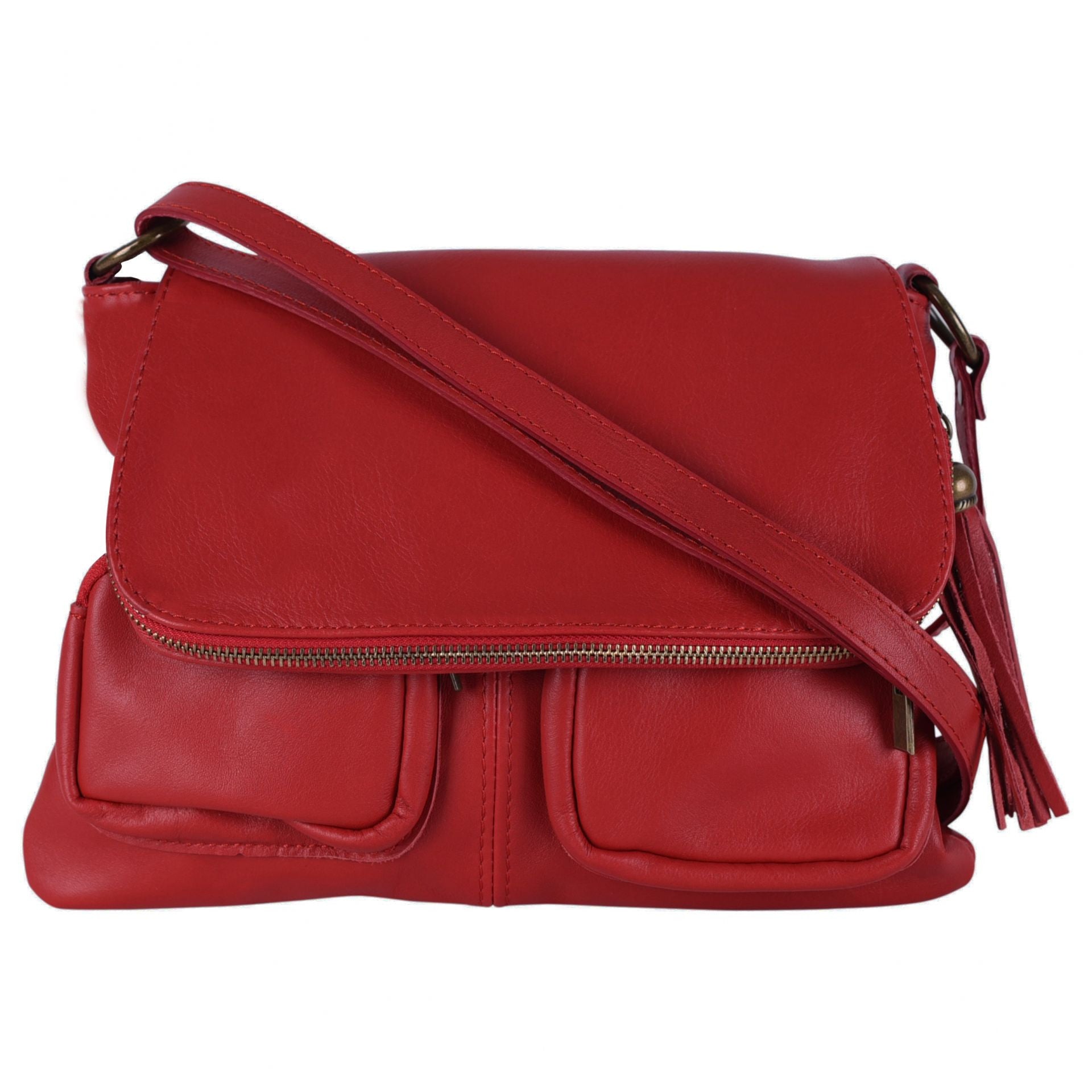 Sac bandoulière en cuir lisse LITTLE AVRIL Rouge foncé