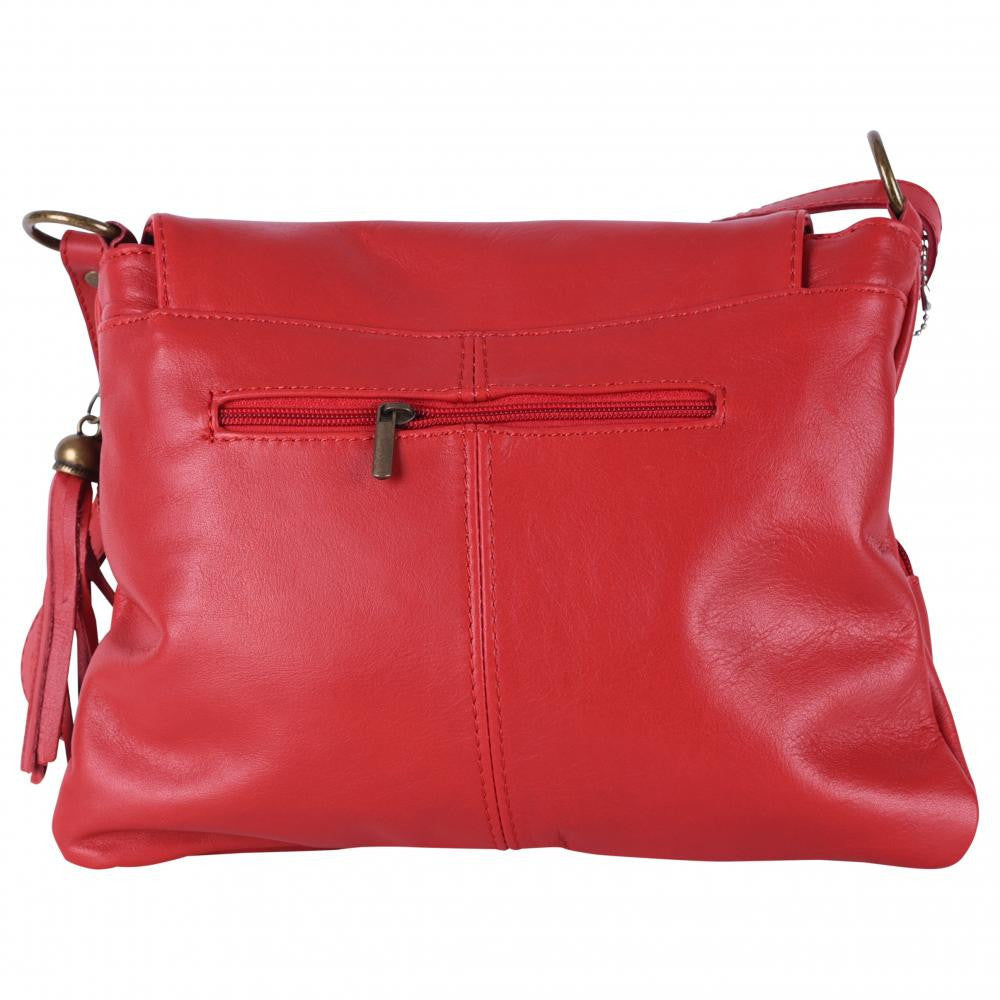 Sac bandoulière en cuir lisse LITTLE AVRIL Rouge garance