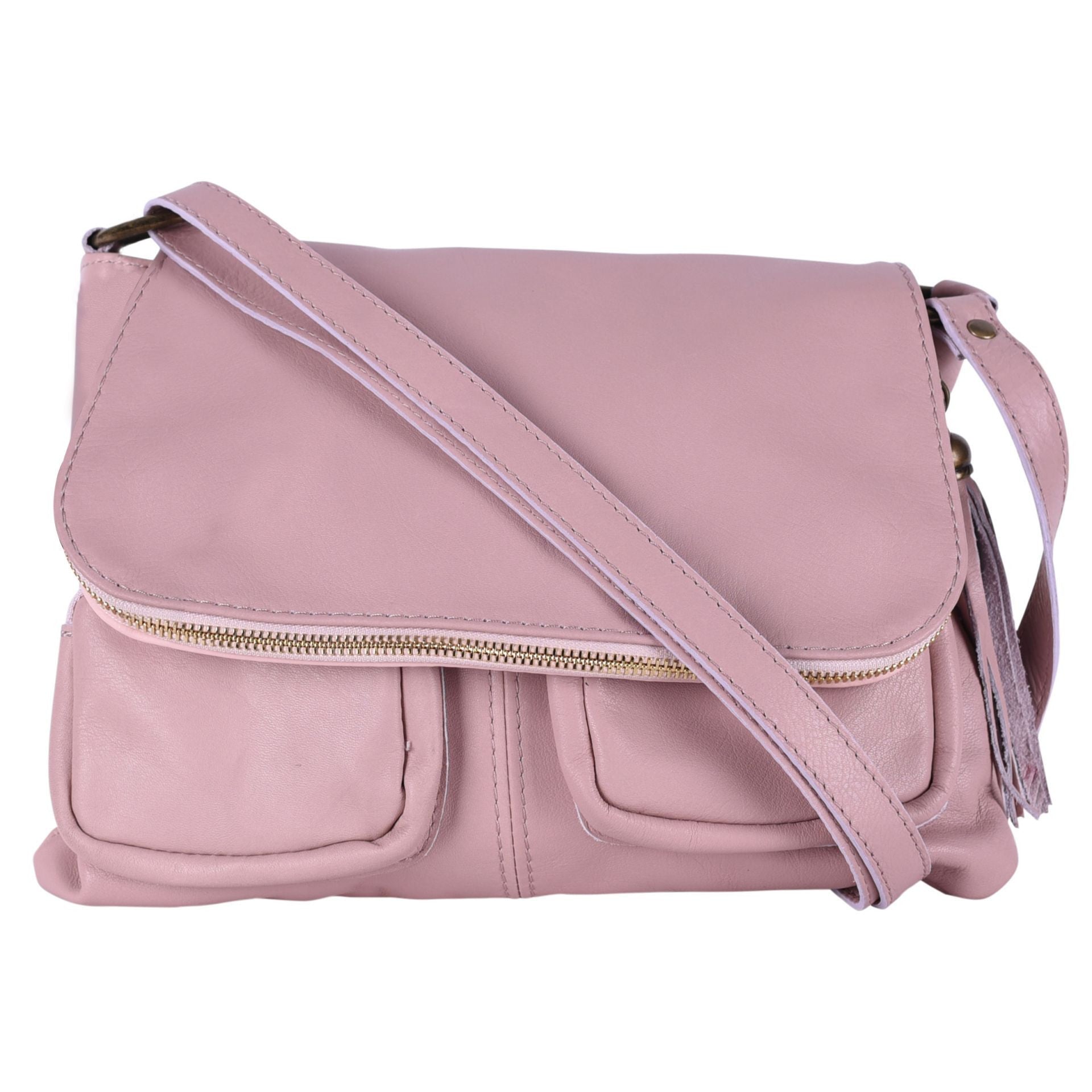 Sac bandoulière en cuir lisse LITTLE AVRIL Rose intense