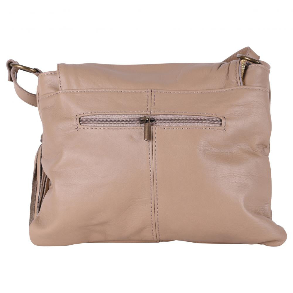 Sac bandoulière en cuir lisse LITTLE AVRIL Taupe