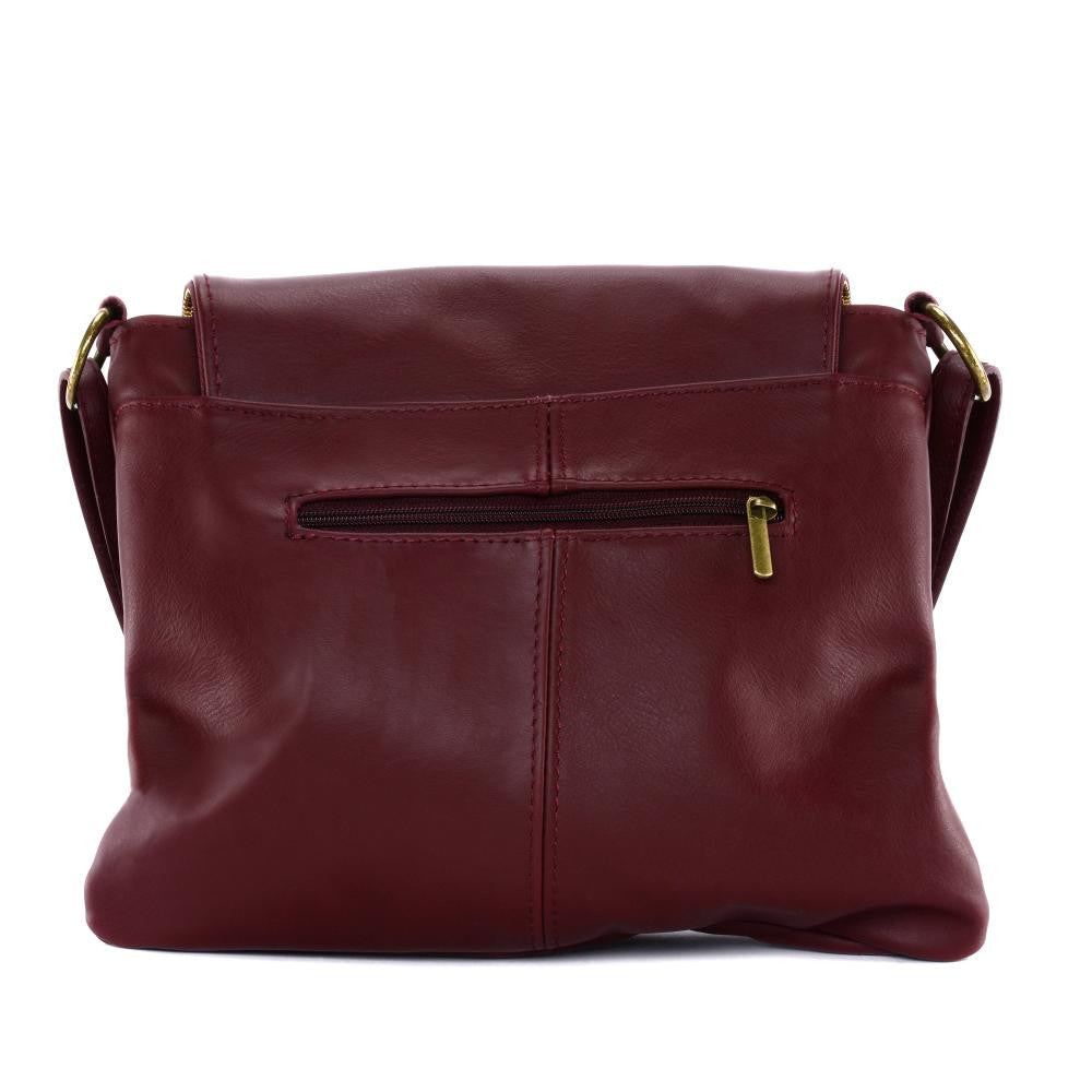 Sac bandoulière en cuir lisse LITTLE AVRIL Prune