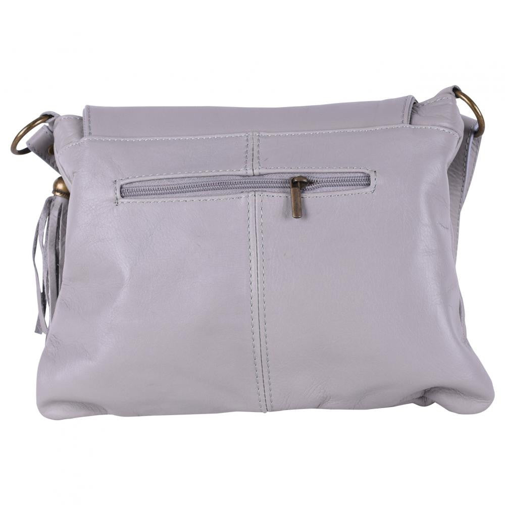 Sac bandoulière en cuir lisse LITTLE AVRIL Gris clair