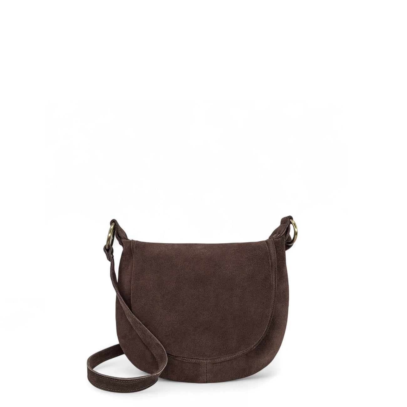 Sac bandoulière en croûte de cuir LITTLE CITIZEN SUEDE Chocolat