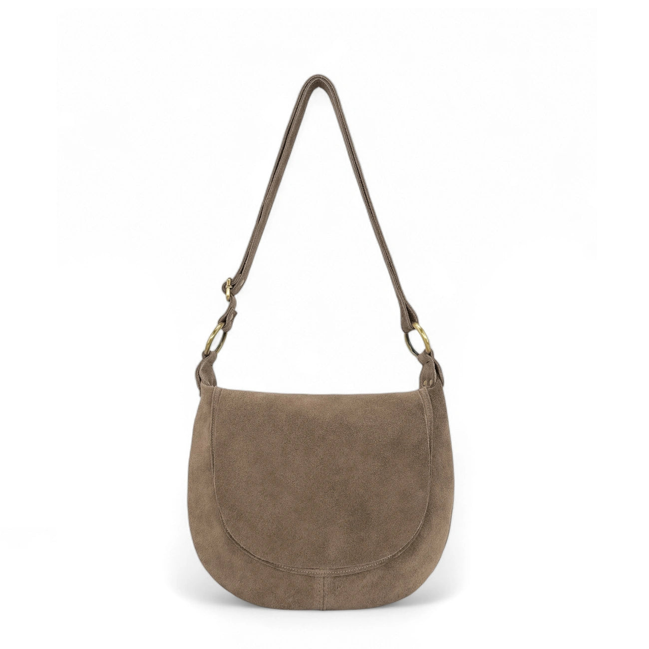 Sac bandoulière en croûte de cuir LITTLE CITIZEN SUEDE Taupe foncé