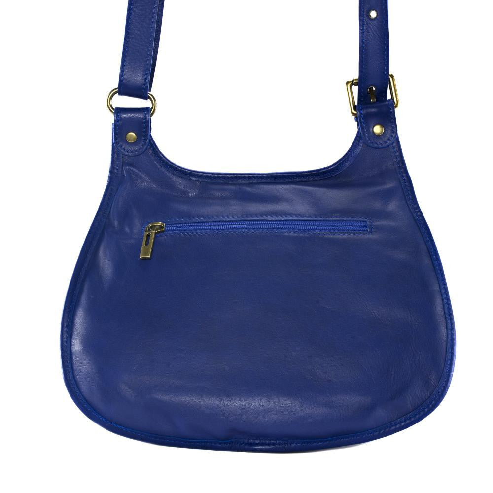 Sac besace cuir lisse CARTOUCHIERE Bleu roi