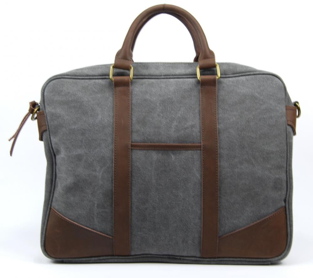 Sacoche en cuir et toile LOMBOK Gris clair