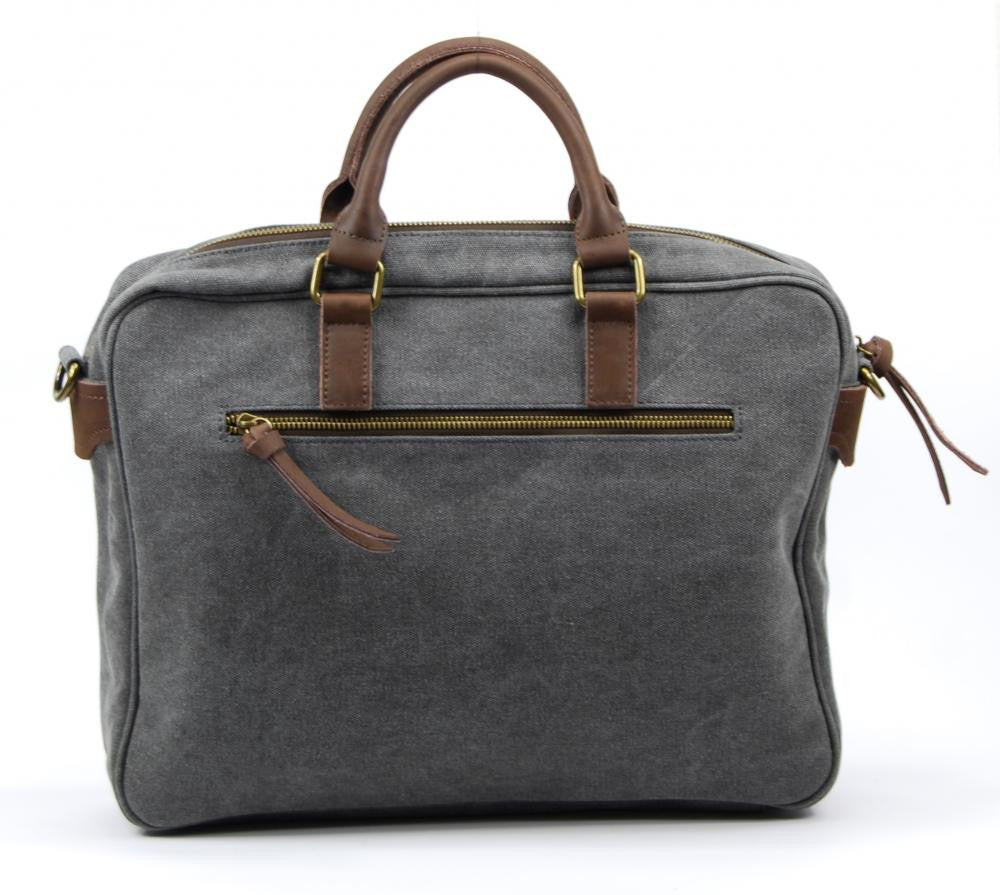 Sacoche en cuir et toile LOMBOK Gris clair