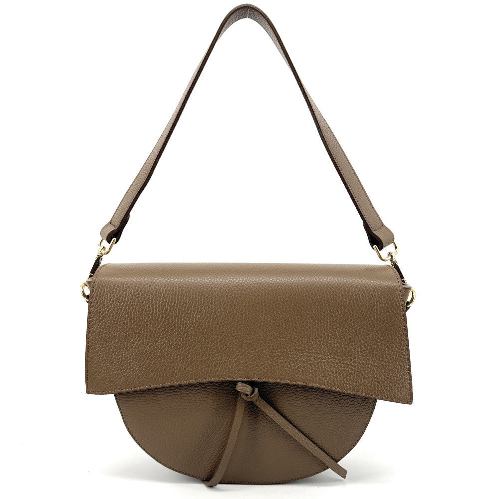 Sac besace en cuir grainé ECLIPSE Taupe foncé