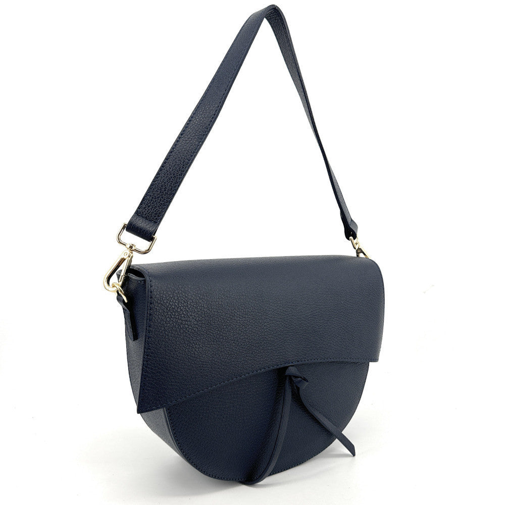 Sac besace en cuir grainé ECLIPSE Bleu marine