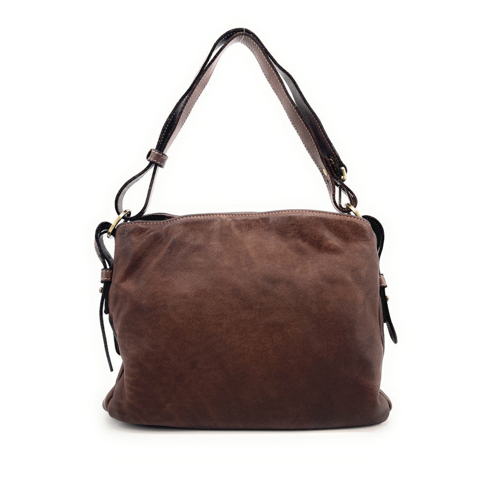 Sac besace en cuir vintage à tannage végétal ANAITIS Chocolat