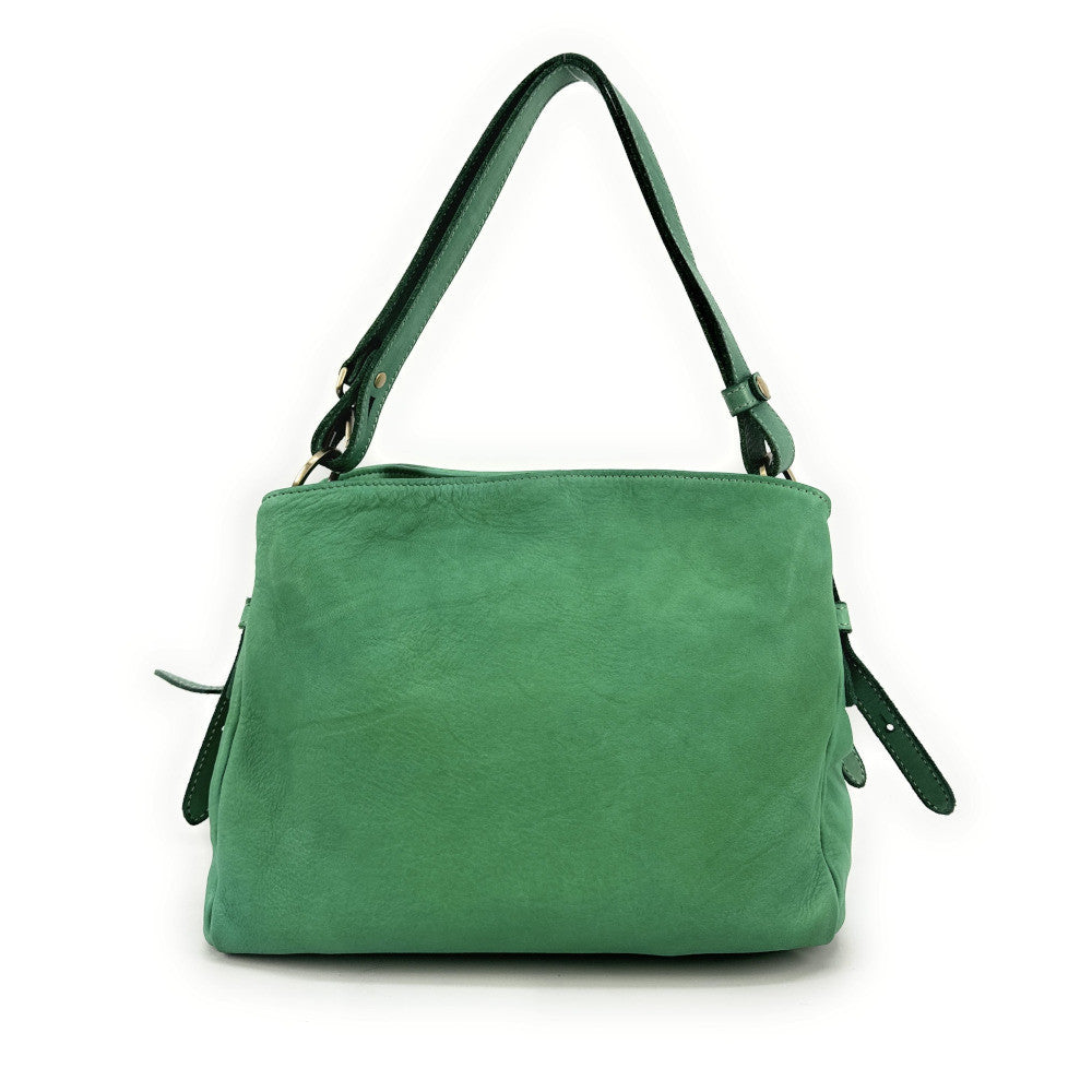 Sac besace en cuir vintage à tannage végétal ANAITIS Vert menthe