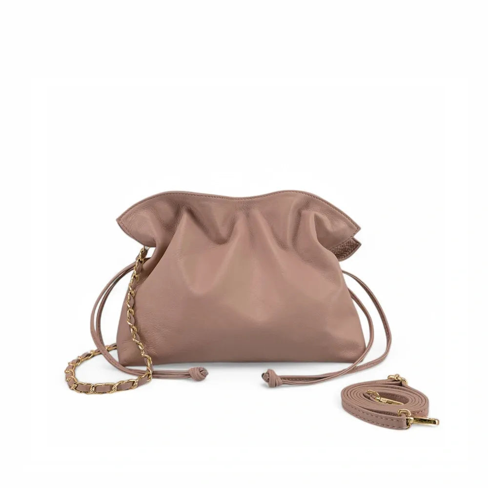 Sac bourse en cuir box calf SISSI Rose nude