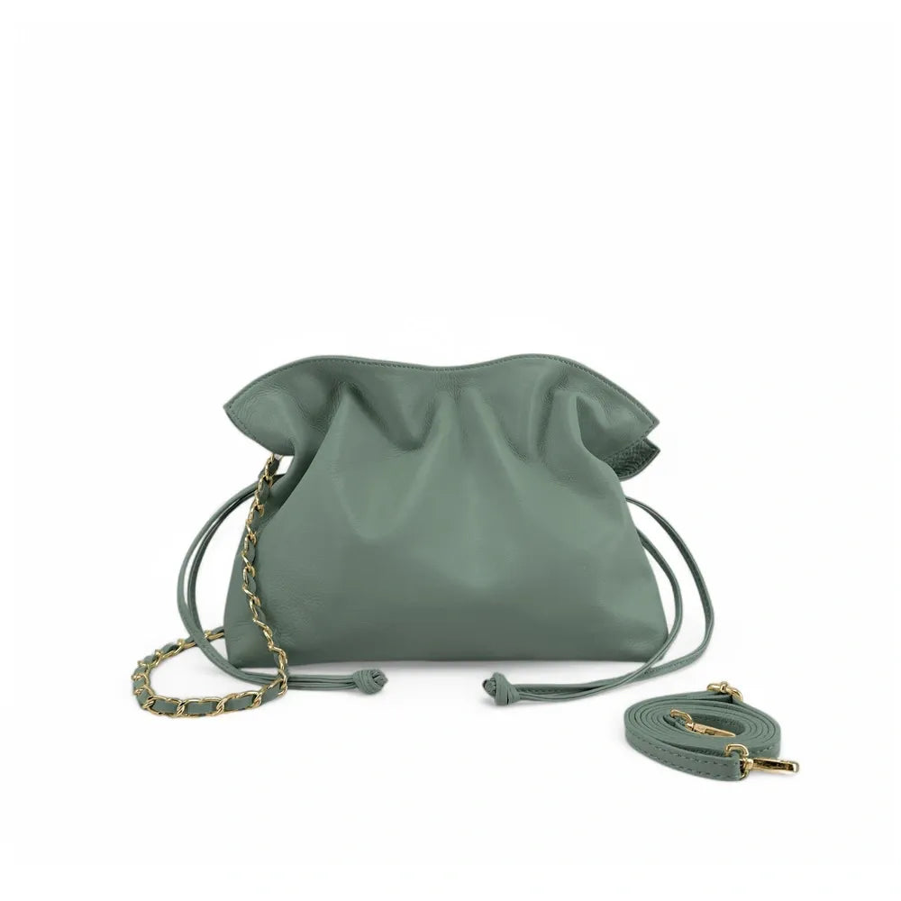 Sac bourse en cuir box calf SISSI Vert pastel