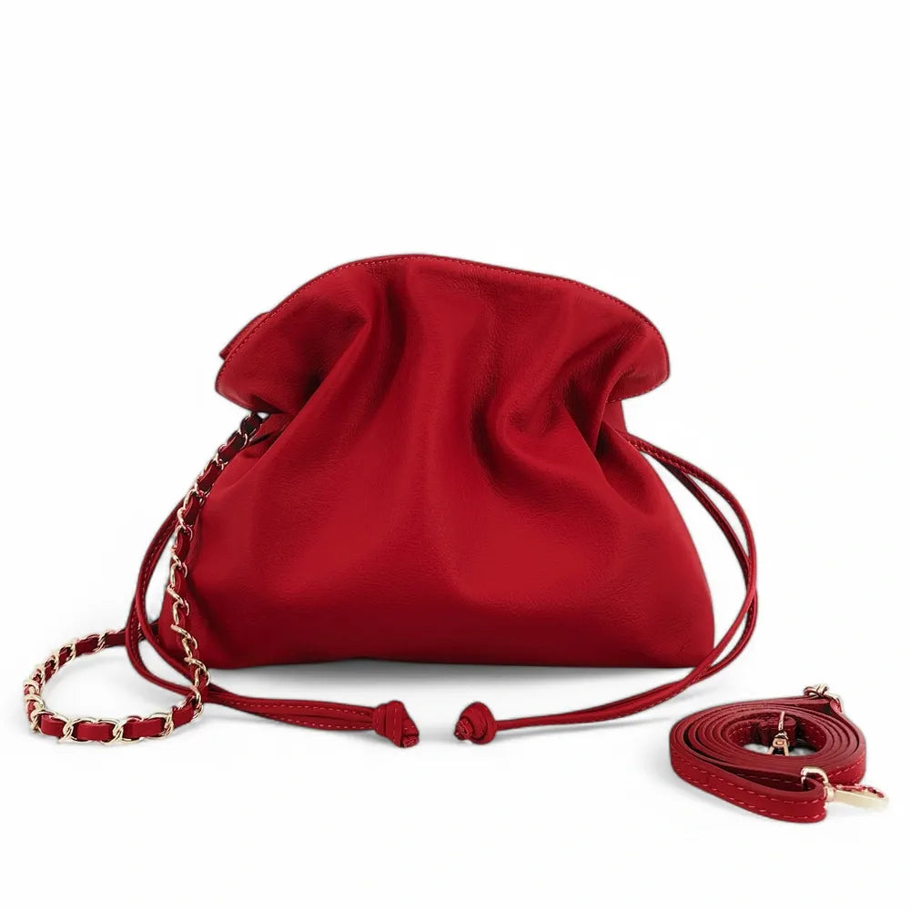 Sac bourse en cuir box calf SISSI Rouge cerise