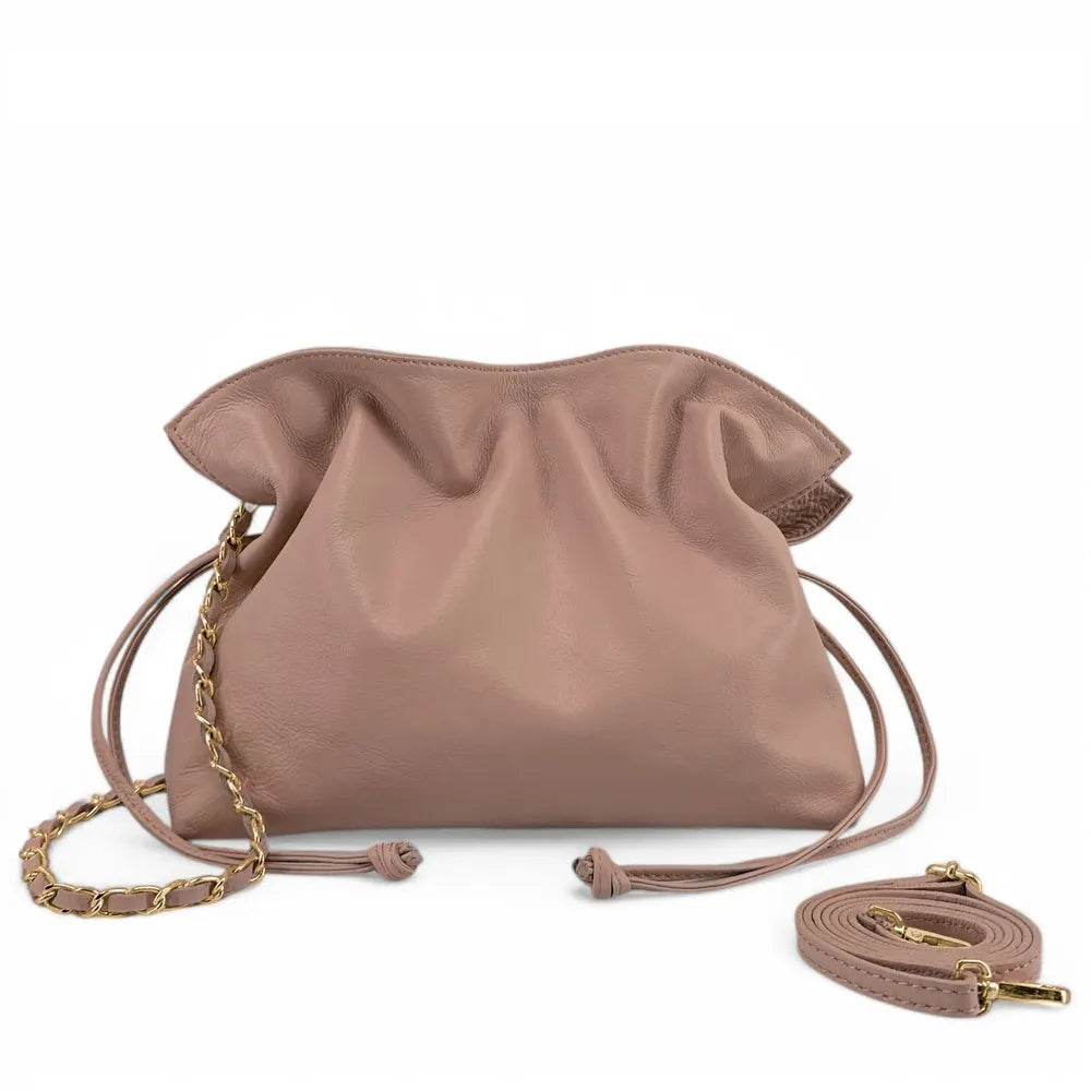 Sac bourse en cuir box calf SISSI Rose nude