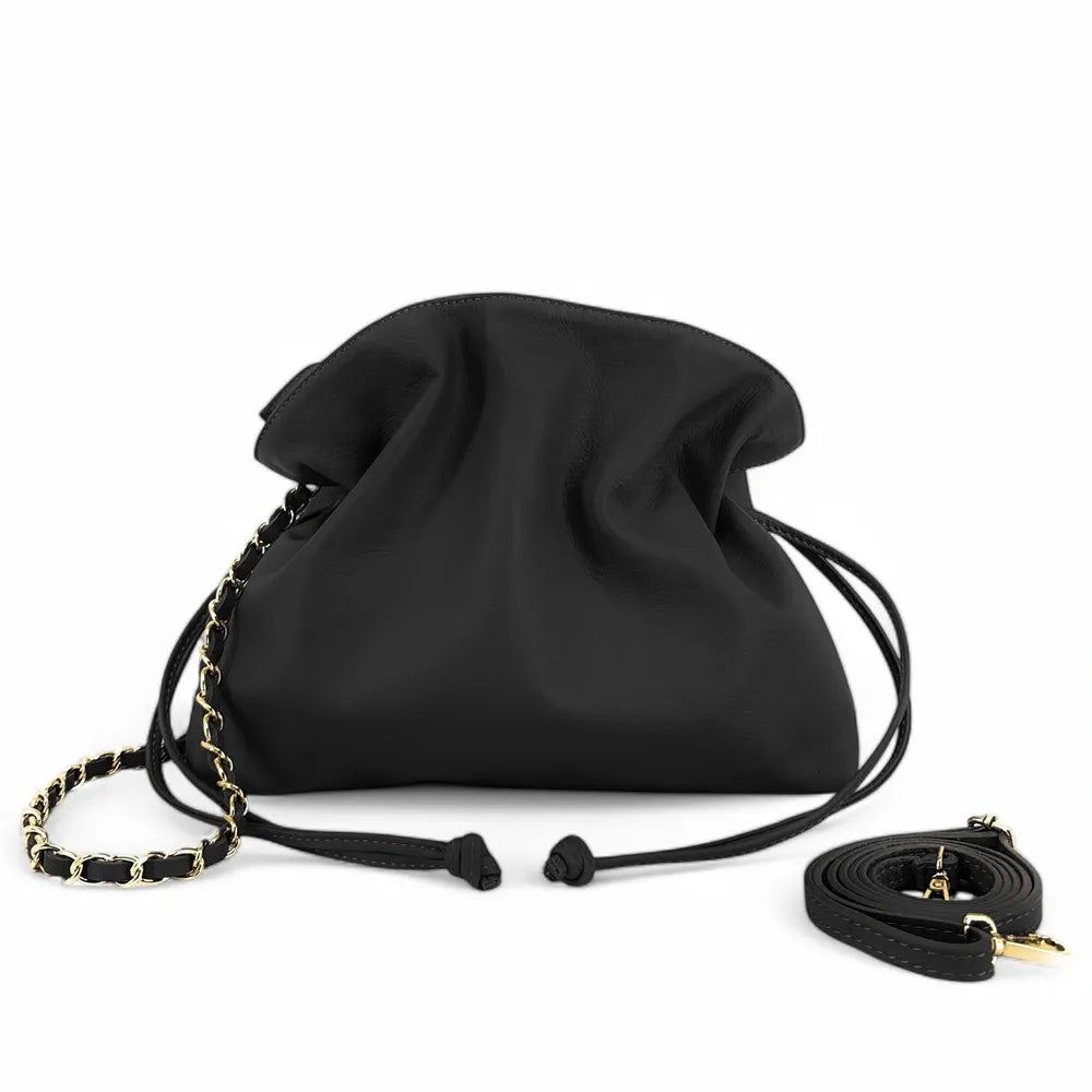 Sac à Main Tendance Femme Sac bourse en cuir box calf SISSI Noir