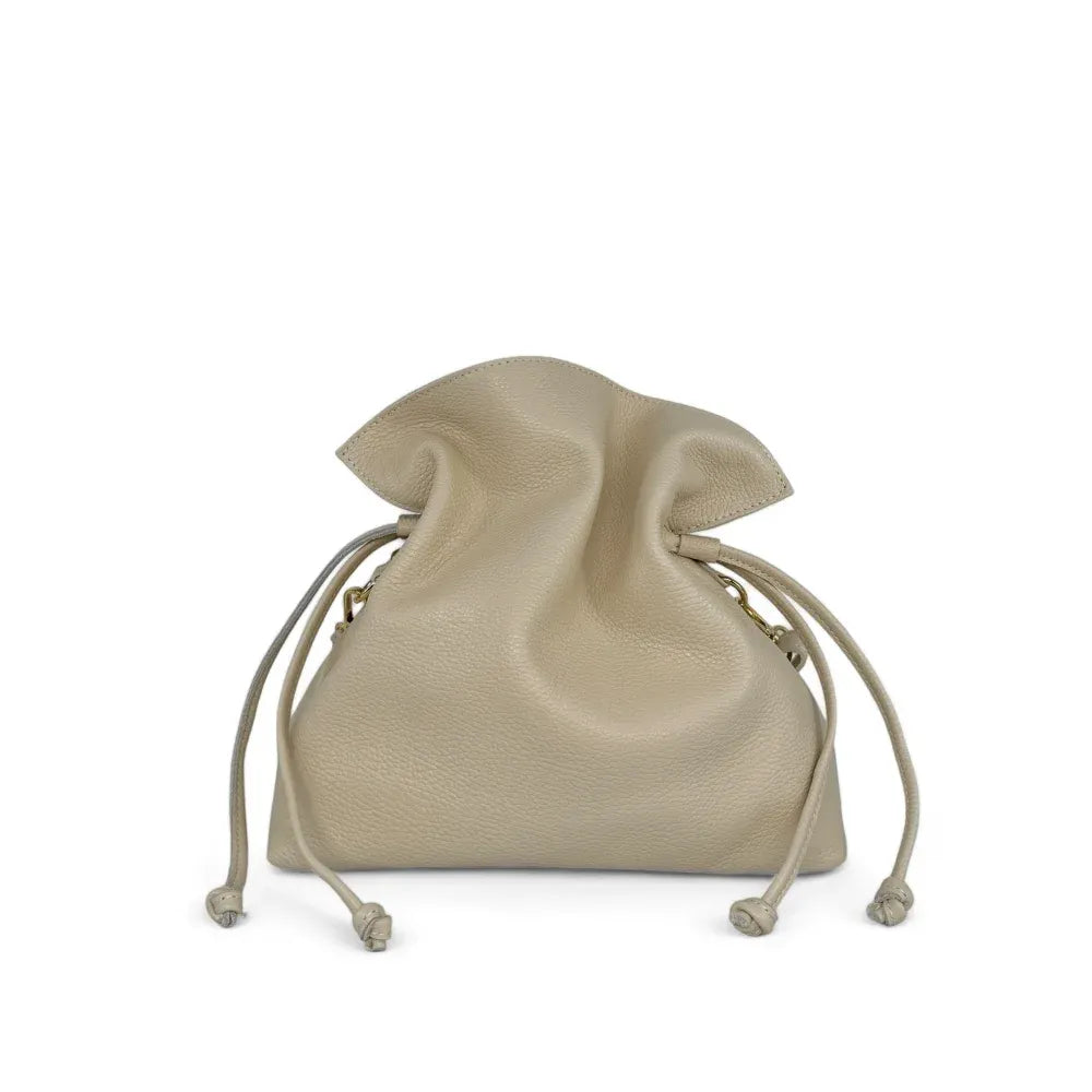 Sac bourse en cuir grainé ou irisé DOONA Taupe clair