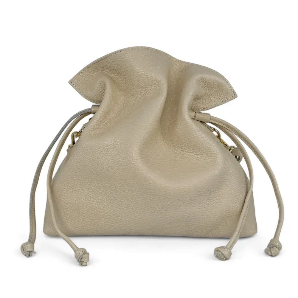 Sac bourse en cuir grainé ou irisé DOONA Taupe clair