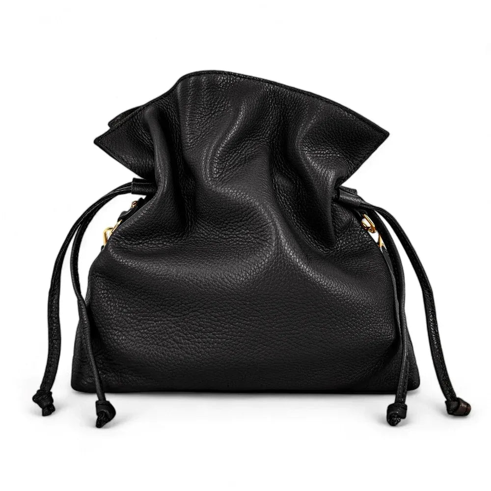 Sac bourse en cuir grainé ou irisé DOONA Noir