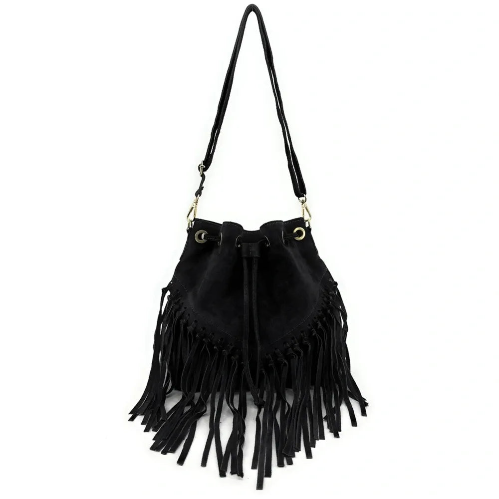 Sac bourse en croûte de cuir APONI Noir