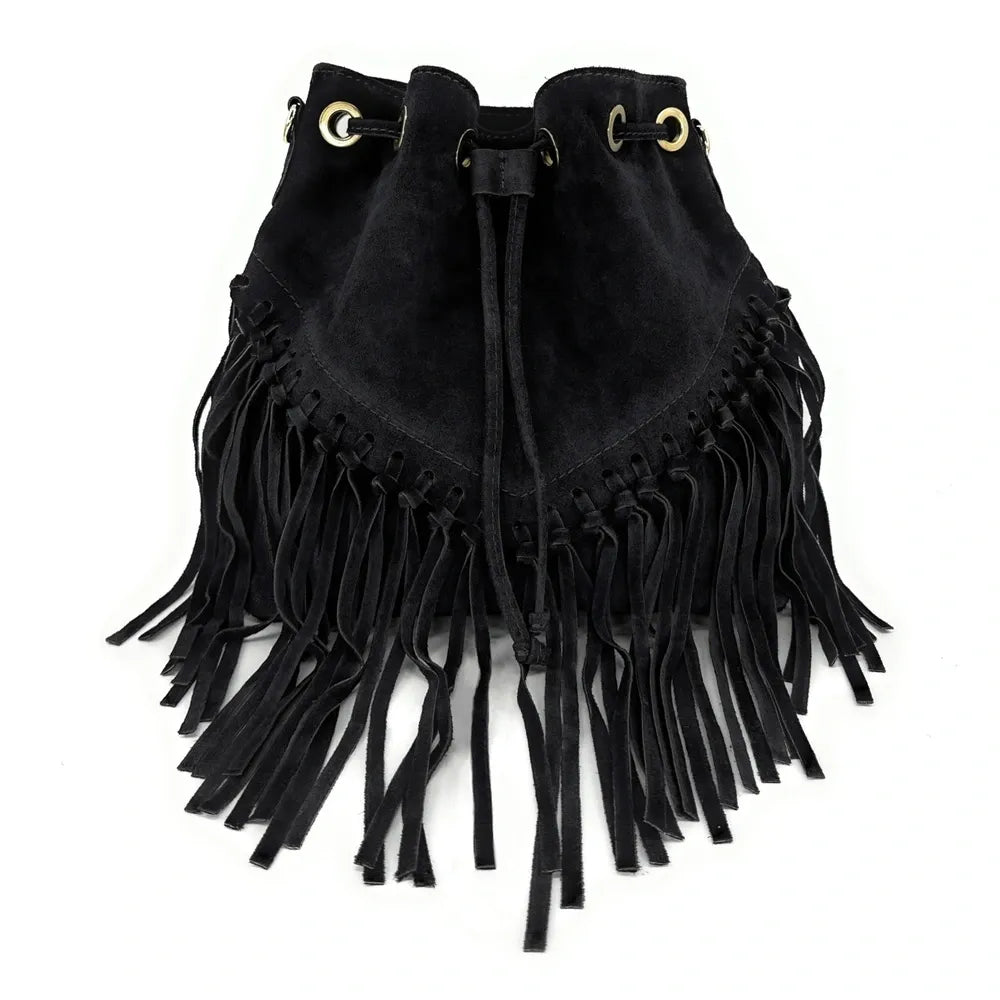 Sac bourse en croûte de cuir APONI Noir