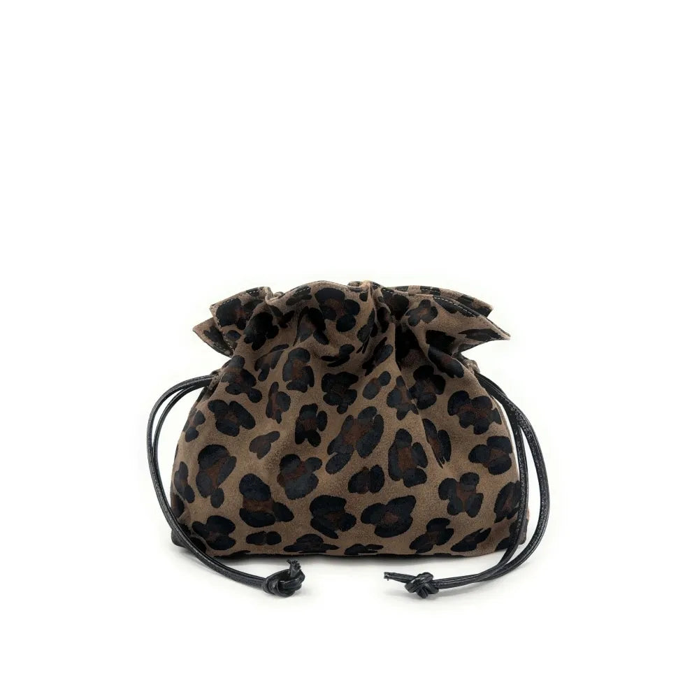 Sac bourse en croûte de cuir CHENOA Léopard