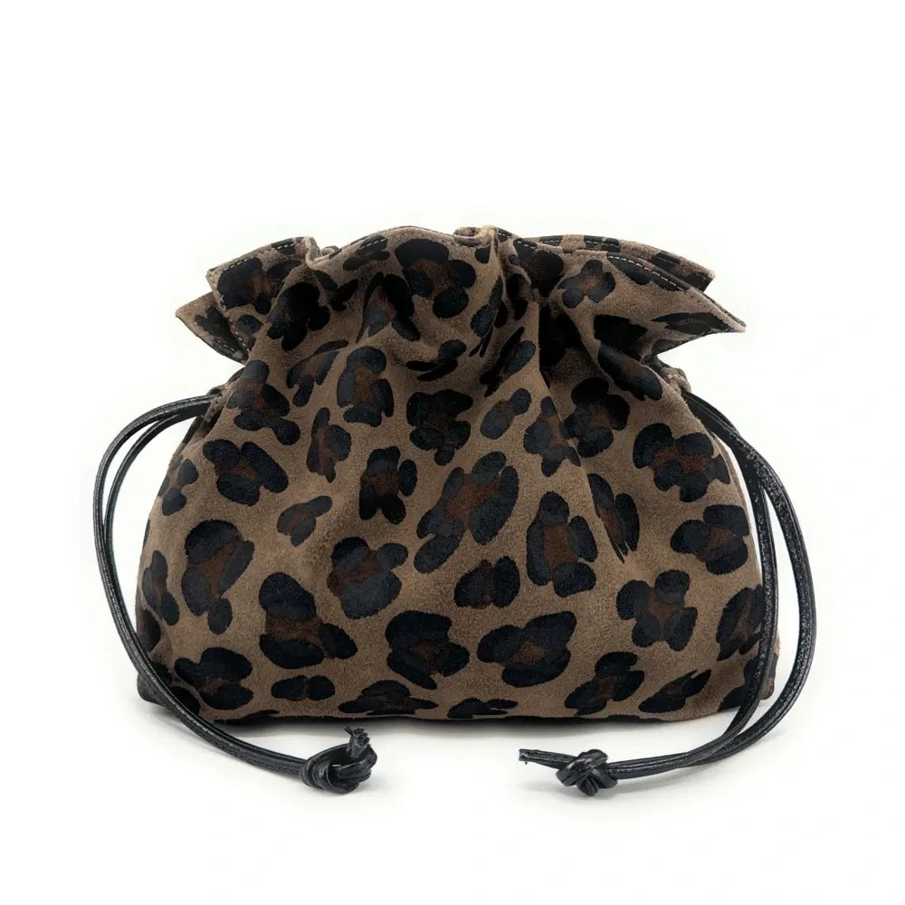 Sac bourse en croûte de cuir CHENOA Léopard