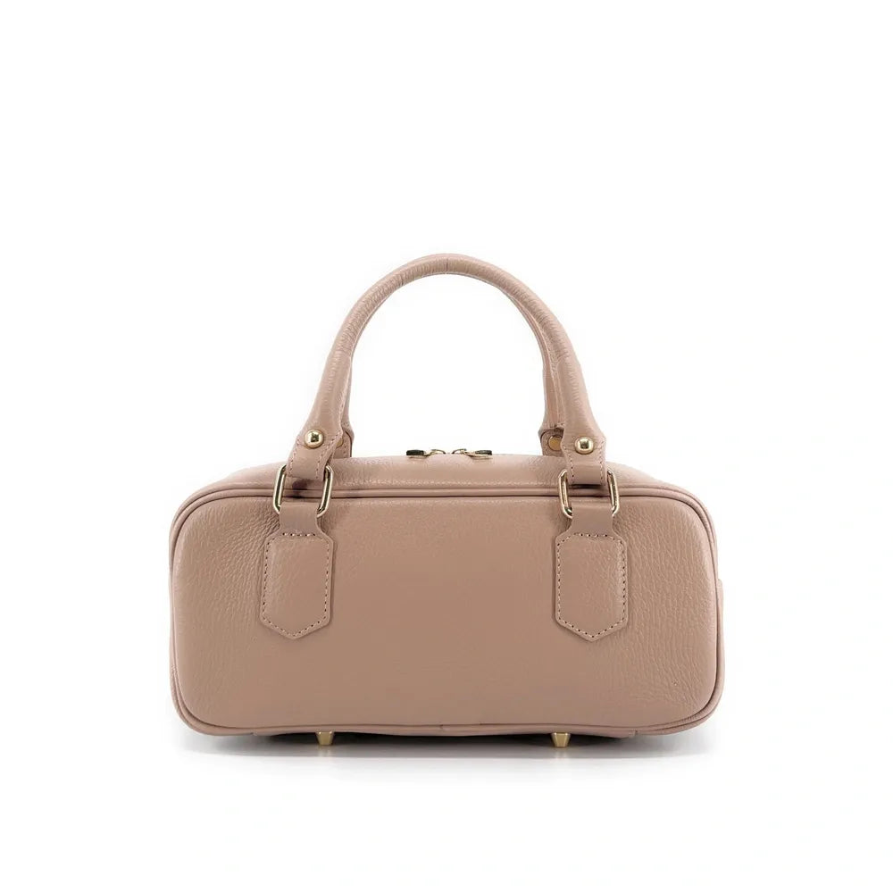 Sac bowling allongé en cuir grainé I LOAF YOU Rose nude