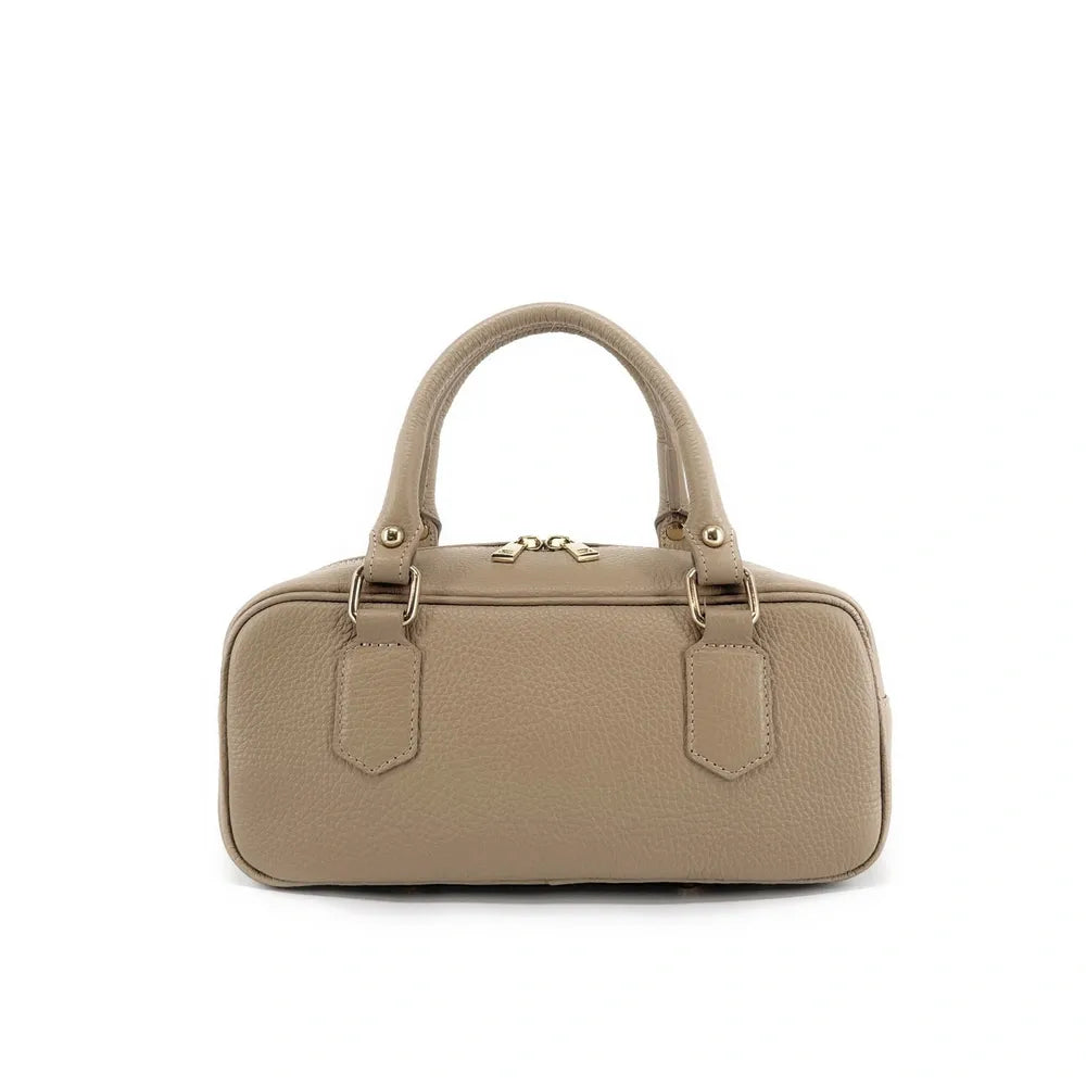 Sac bowling allongé en cuir grainé I LOAF YOU Taupe clair