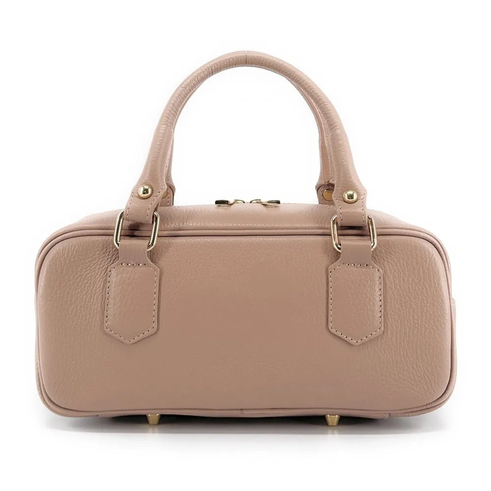 Sac bowling allongé en cuir grainé I LOAF YOU Rose nude