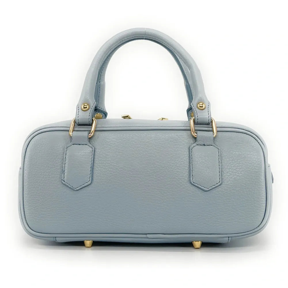 Sac bowling allongé en cuir grainé I LOAF YOU Bleu pastel