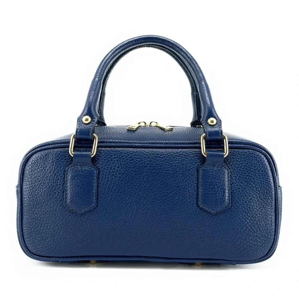 Sac bowling allongé en cuir grainé I LOAF YOU Bleu marine