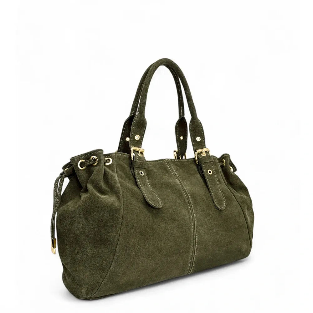 Sac bowling en croûte de cuir PRINCESSE SUEDE XL Kaki